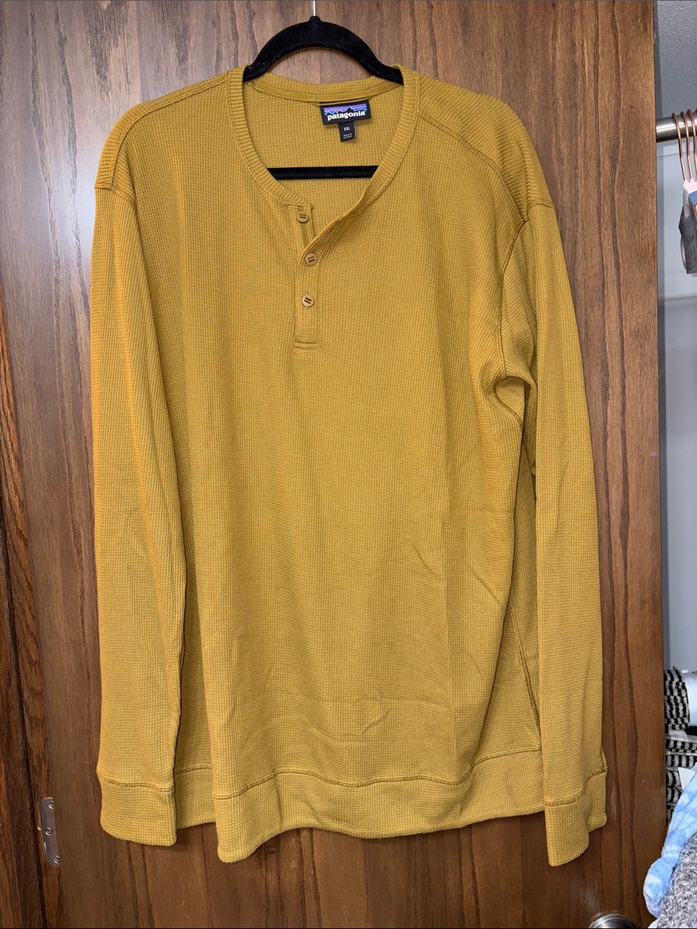 Patagonia Long-Sleeve Waffle Henley in Mustard Yellow